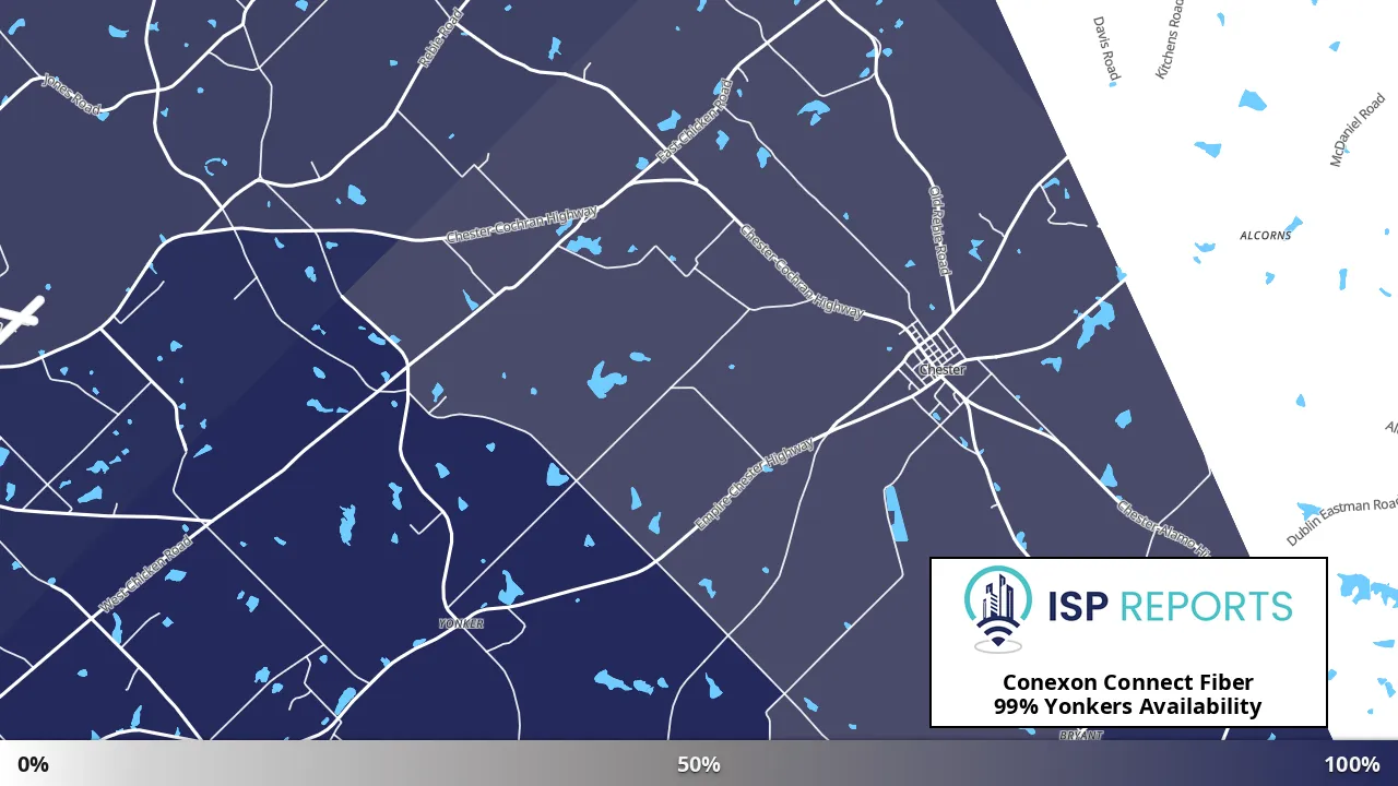 Yonkers, GA map of internet availability