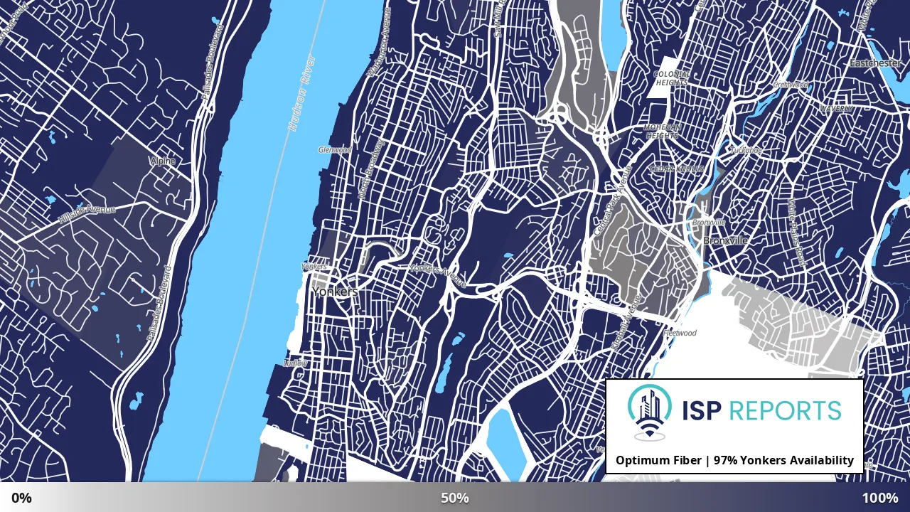 Yonkers, NY map of internet availability