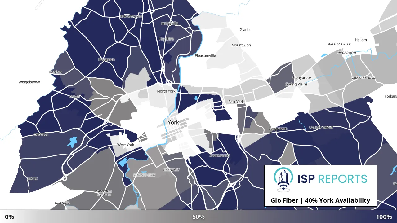 York, PA map of internet availability