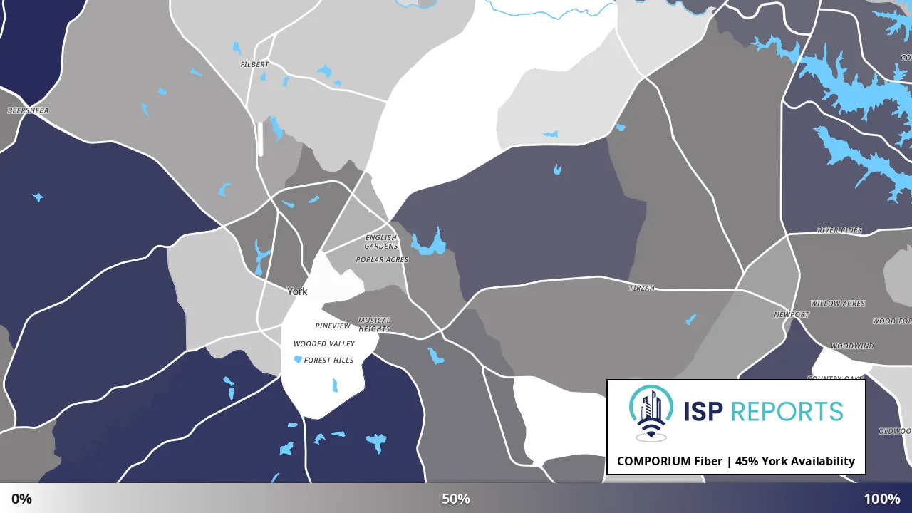 York, SC map of internet availability