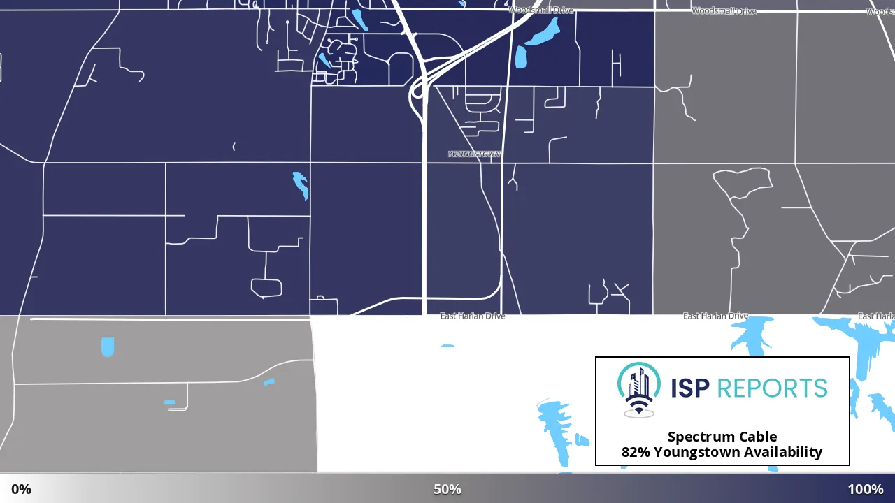 Youngstown, IN map of internet availability