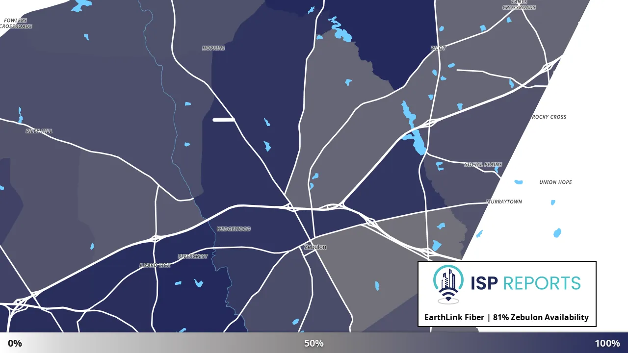 Zebulon, NC map of internet availability