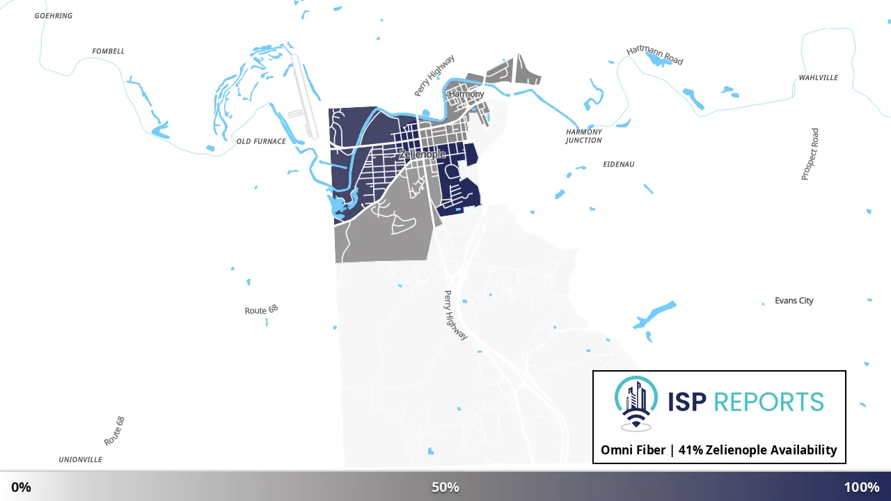 Zelienople, PA map of internet availability
