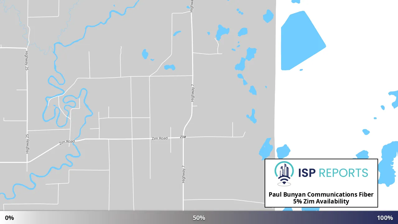 Zim, MN map of internet availability