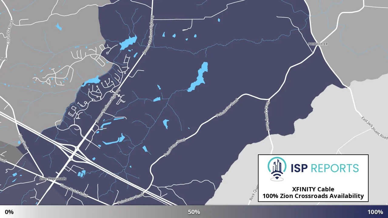 Zion Crossroads, VA map of internet availability