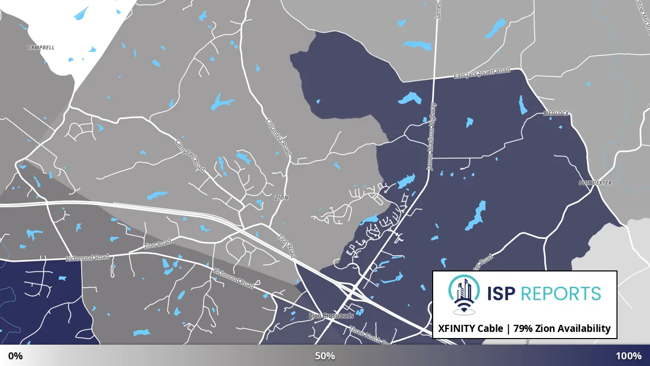 Zion, VA map of internet availability