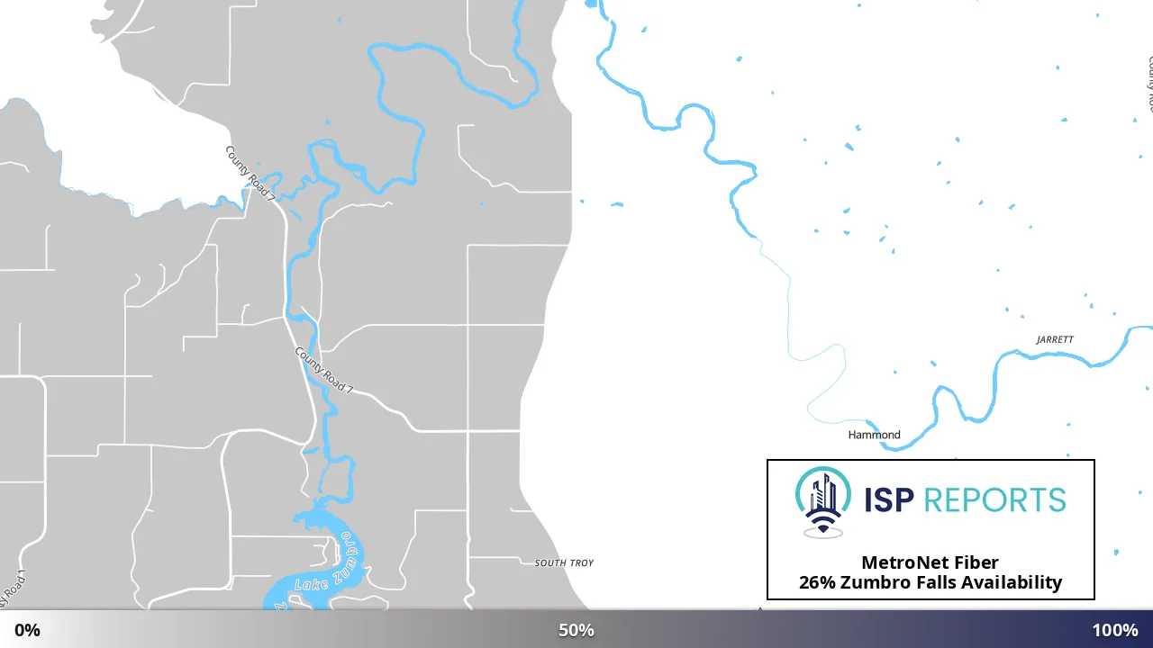 Zumbro Falls, MN map of internet availability
